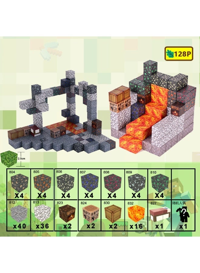 general 128 PCS Game Magnetic Building Blocks , Children's Educational Game Accessories, Miniature World Building Toys Cube Construction 25MM Super Large Size, Puzzle Building Block Family Parent-child Game - Image 3