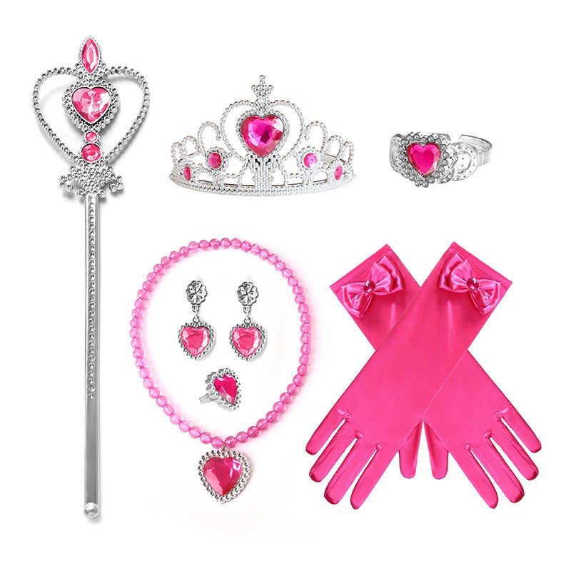 Generic Frozen Princess Heart Necklace Set F18 rose pink suit