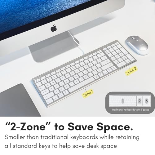 Macally Wired Keyboard for Mac, Compatible Apple Keyboard with Numeric Keypad - Slim, Space-Saving Design for, MacBook Pro/Air Laptop, iMac Replacement - Image 2