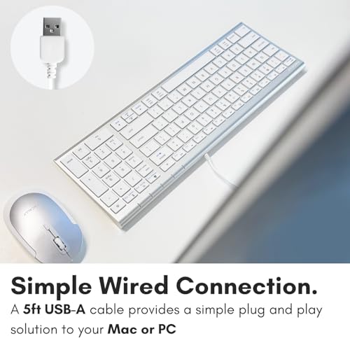 Macally Wired Keyboard for Mac, Compatible Apple Keyboard with Numeric Keypad - Slim, Space-Saving Design for, MacBook Pro/Air Laptop, iMac Replacement - Image 3