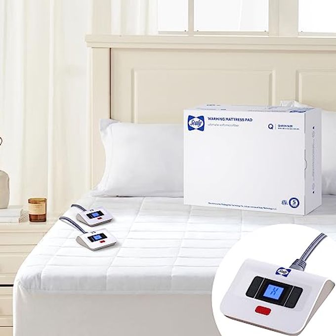 ELECTRIC MATTRESS PAD QUEEN SIZE 10 HEATING SETTINGS HEATED MATTRESS PAD BED WARMER WITH DUAL CONTROLLER AUTO OFF 112 HOURS FIT UP TO 17 INCH MACHINE WASHABLE 60X80