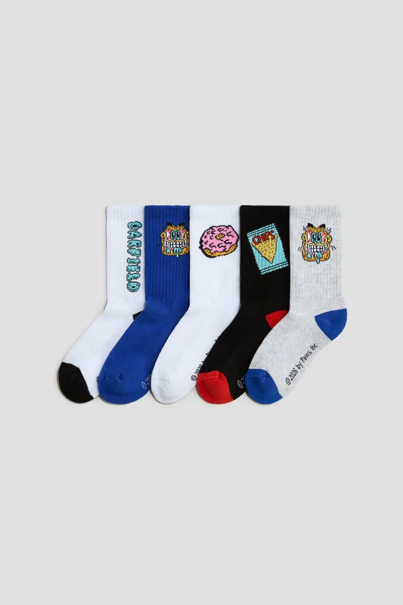 5-pack intarsia motif socks