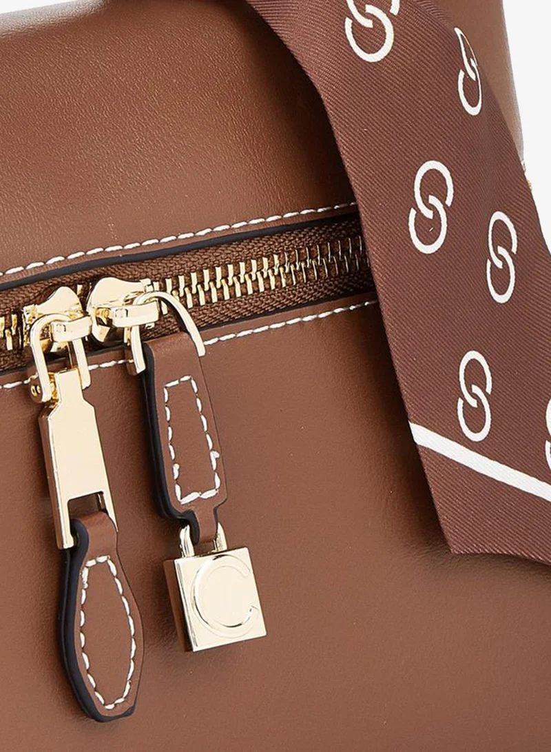 Celeste TAN Solid Crossbody Bag With Scarf Detail for Women | Best Price UAE