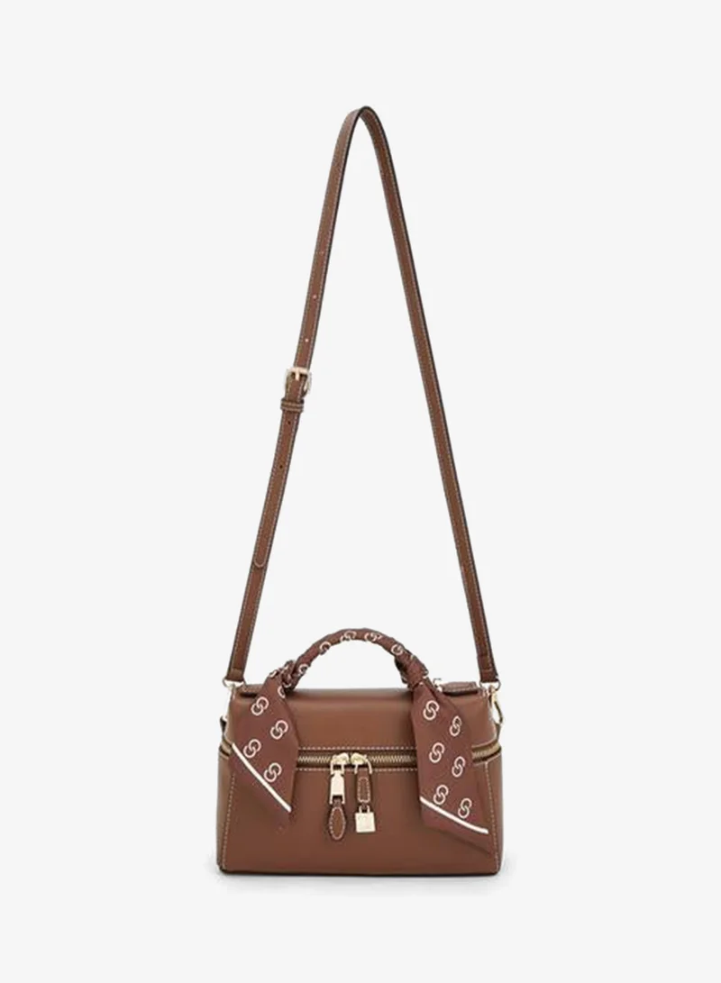 Celeste TAN Solid Crossbody Bag With Scarf Detail for Women | Best Price UAE