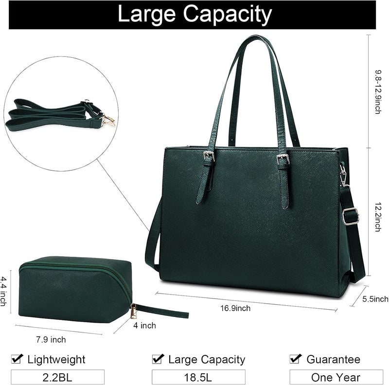 NUBILY Laptop Bag for Women Waterproof Lightweight Leather 15.6 Inch Computer Tote Bag - Image 3