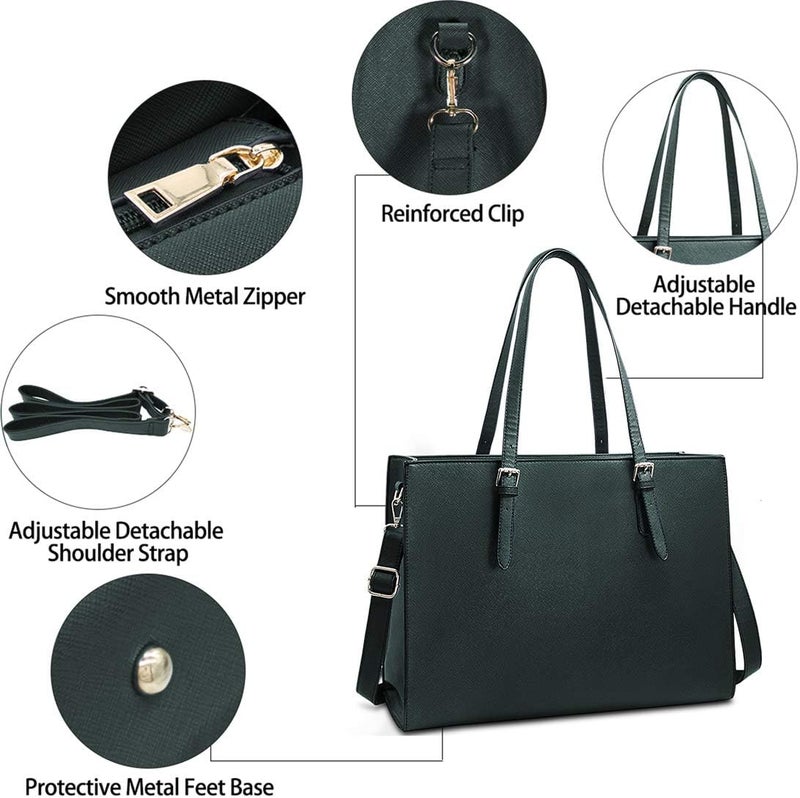 NUBILY Laptop Bag for Women Waterproof Lightweight Leather 15.6 Inch Computer Tote Bag - Image 5