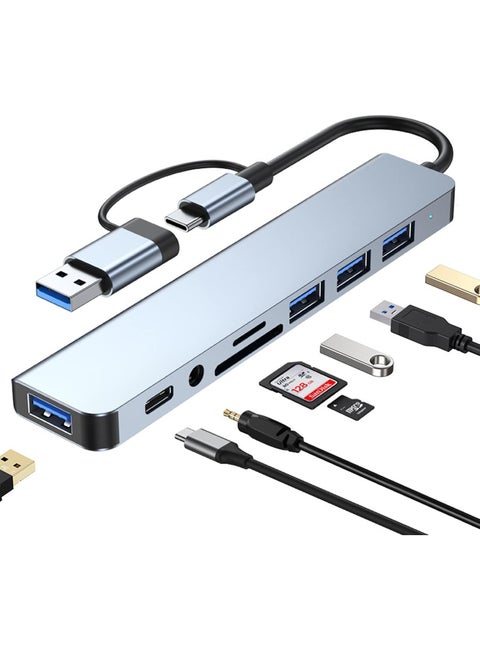 USB C Hub 8 in 1 Type C Adapter USB Splitter Extender with USB A Male to USB C Female USB 3.0