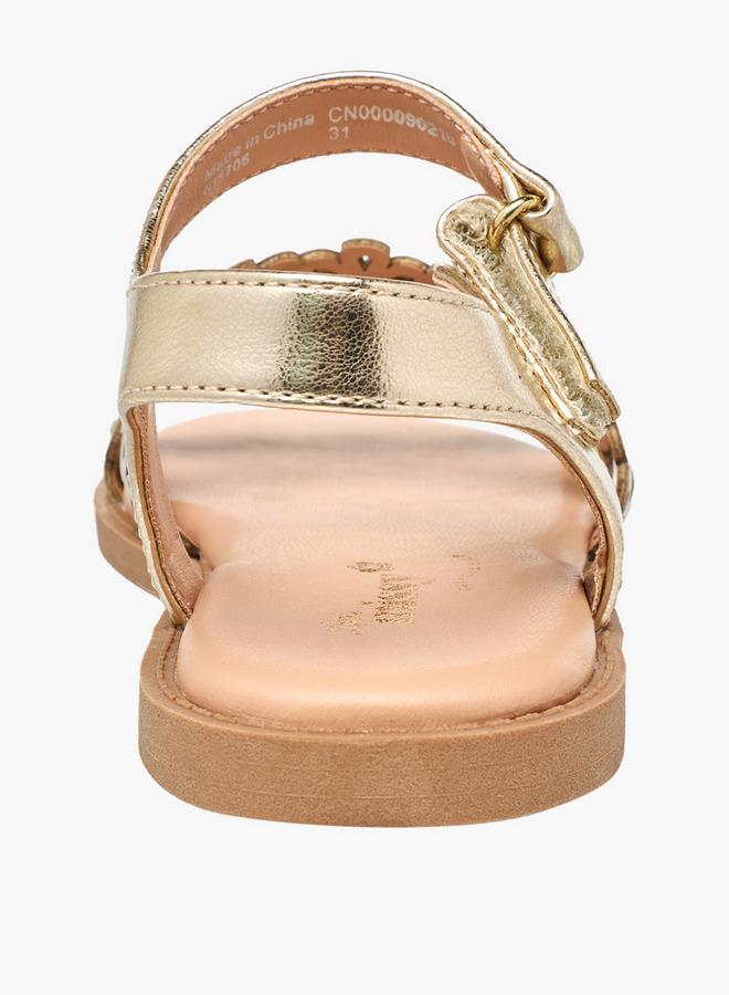 Little Missy Girls Floral Cutout Detail Hook & Loop Sandals - Image 4