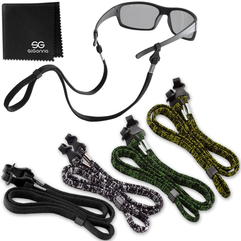 SIGONNA Eye Glasses String Holder Strap Eyeglass Straps Cords for Men Women Eyeglass Holders Around Neck Sunglasses String Chain Lanyard Retainer 4 Pcs Green Yellow