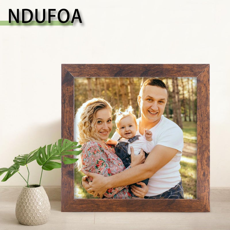 NDUFOA 10x10 Picture Frame, Display Photos 8x8 with Mat or 10x10 without Mat, Poster Frame for Wall and Tabletop, Brown - Image 3