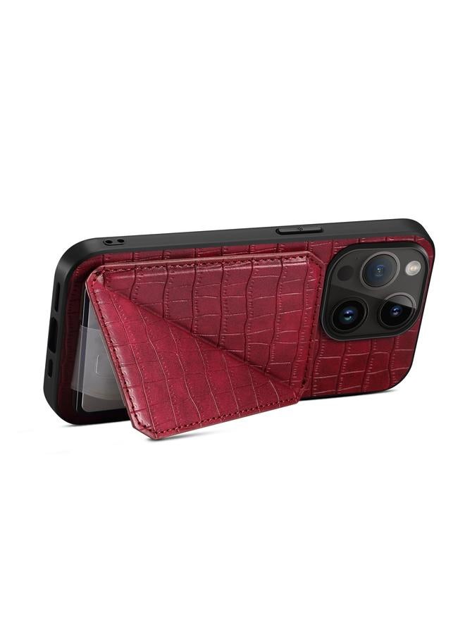 Zaboon Case For iPhone 13 Pro Imitation Crocodile Leather Back Phone Case with Holder - Image 5