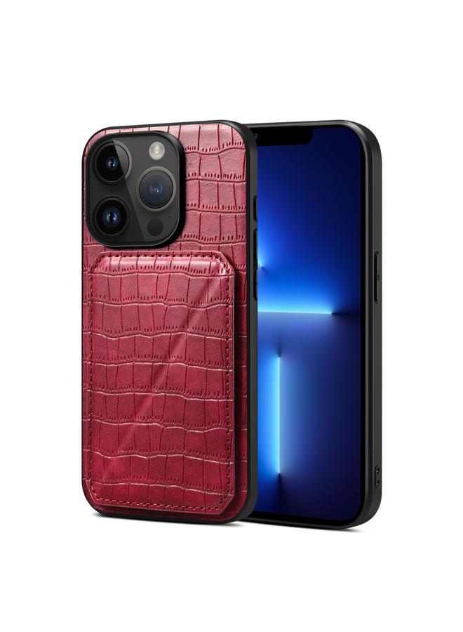 Zaboon Case For iPhone 13 Pro Imitation Crocodile Leather Back Phone Case with Holder - Image 1