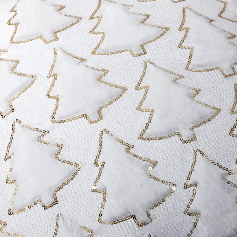 4TH Emotion Christmas Tree Decorative Lumbar Pillow Covers 12x20 Set of 2  White Soft Plush Faux Fur Farmhouse Throw Cushion Cases for Xmas Winter Holiday Home Decorations - Image 3