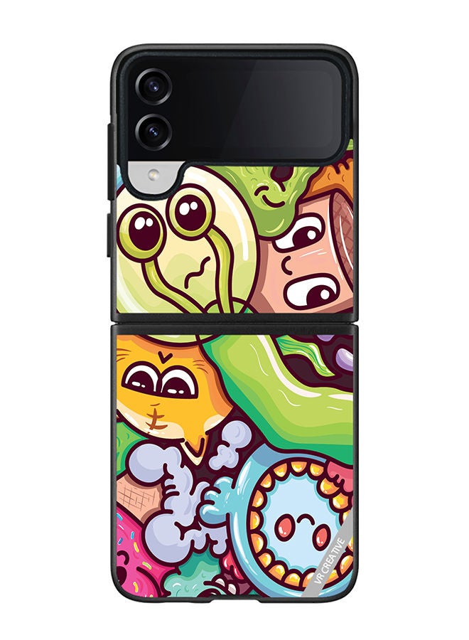 VR CREATIVE Protective Case Cover For Samsung Galaxy Z Flip4 Graphitti Design Multicolour - Image 1