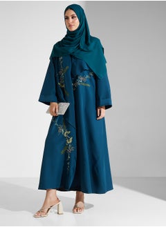 hayas closet V-Neck Embellished Flared Sleeve Abaya  - Image 1