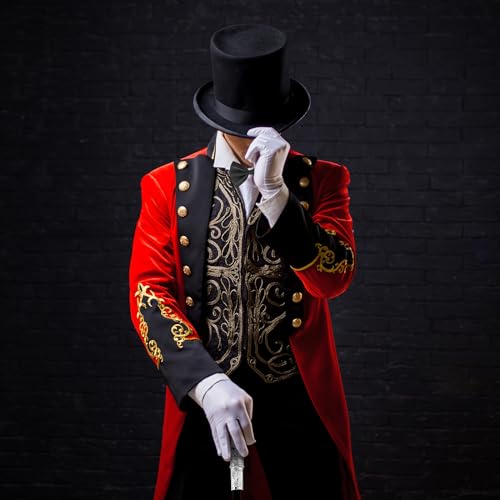 Jadive 6 Pcs 1920s Men Accessories Gentleman Costume Hat Round Head Scepter Magnifying Glass Necklace Bow Tie Gloves Beard (Silver,Stylish Style) - Image 5