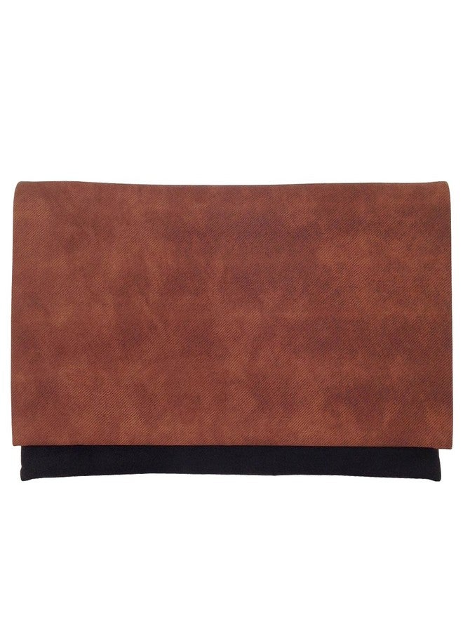JNB Color Block Flat Canvas Clutch, Brown - Image 1