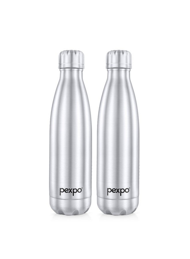 PEXPO Electro Hot & Cold ISI Certified Flask | Stainless Steel Water Bottle - 500ml Silver, Pack of 2 | Thermoflask | Office Bottle | Workout | Travelling | Home | Adults & Kids - Image 1