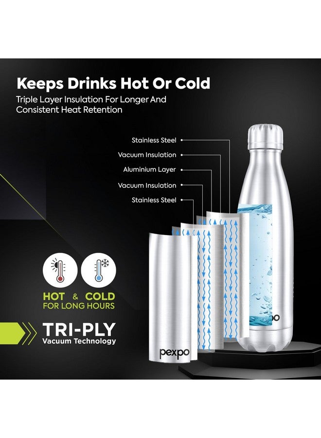 PEXPO Electro Hot & Cold ISI Certified Flask | Stainless Steel Water Bottle - 500ml Silver, Pack of 2 | Thermoflask | Office Bottle | Workout | Travelling | Home | Adults & Kids - Image 2
