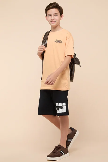 R&B Goku Printed Shorts with Elastic Waist