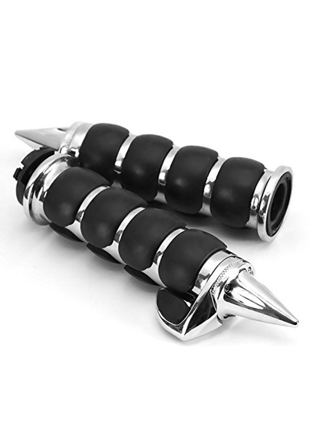 INNOGLOW Motorcycle Hand Grips, 1" 26mm Chrome Black Handlebar Grip Fits for Custom Harley Davidson Sportster Softail Tour Glide Road King Electra Glide Dyna w/ 1" inch Throttle Grips Bar Ends - Image 1