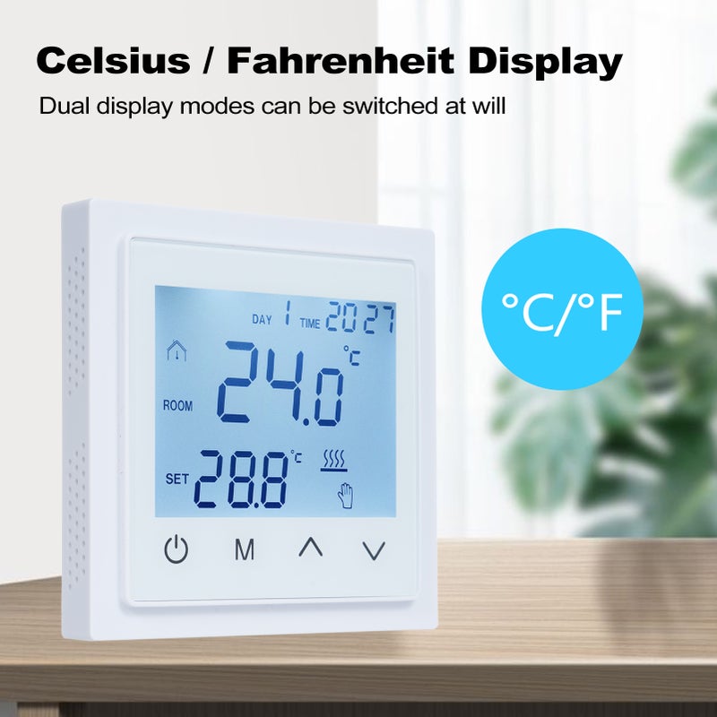 Intelligent Digital Display Thermostat 16A Floor Heating Temperature Controller with LED Touch Screen NTC Temperature Sensor Temperature Switching 85-265V Electric Heating Control - Image 5