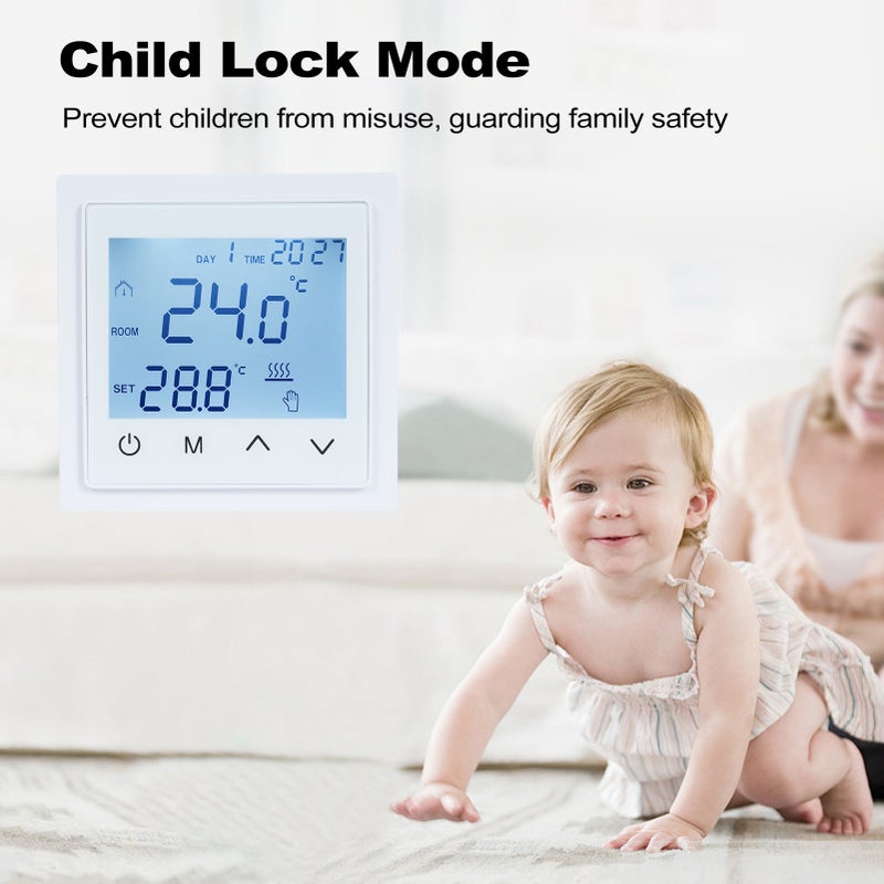 Intelligent Digital Display Thermostat 16A Floor Heating Temperature Controller with LED Touch Screen NTC Temperature Sensor Temperature Switching 85-265V Electric Heating Control - Image 3