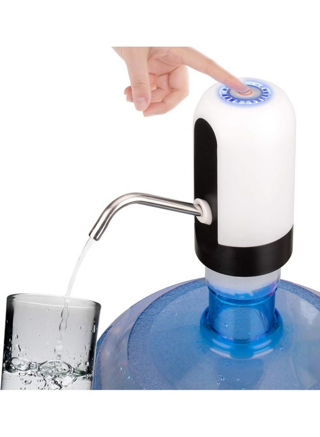 5 GALLON WATER BOTTLE PUMP, ELECTRIC JUG PUMP USB CHARGING PORTABLE FOR 2-5 GALLON JUGS USB CHARGING PORTABLE WATER DISPENSER FOR OFFICE, HOME, CAMPING, KITCHEN - UNIVERSAL FIT - WHITE