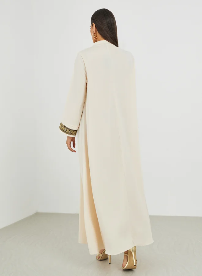 Amirah  Amirah Lace Trim Detail Single Tassel A-Line Jalabiya for Women | Best Price UAE