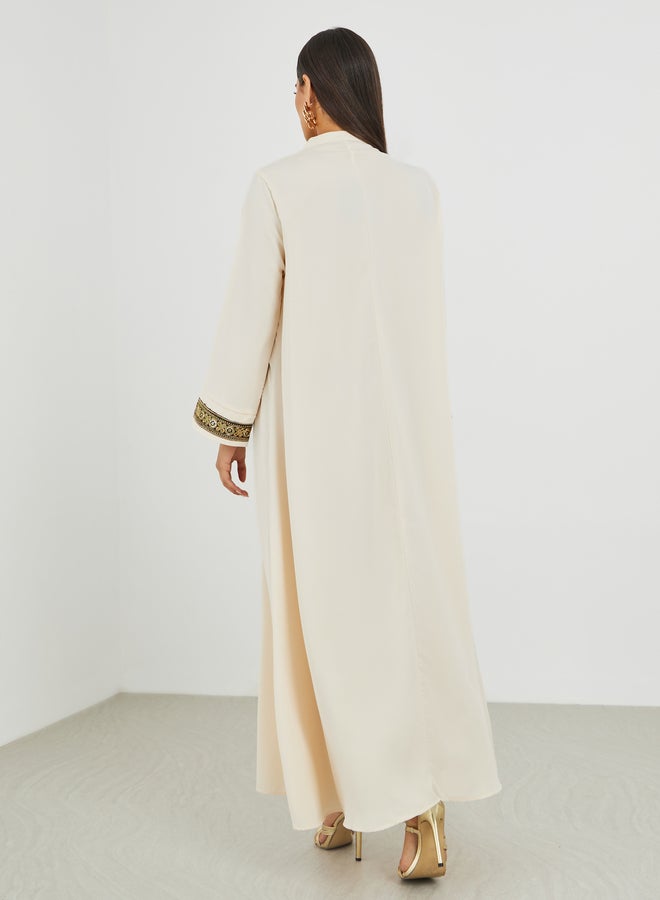 Amirah Lace Trim Detail Single Tassel A-Line Jalabiya - Image 5