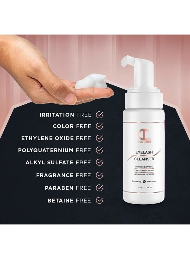 CICI Lash Shampoo Foaming Cleanser & Brush (50ml) Gentle Foam For Eyelash Extensions Paraben & Sulphate Free Eyelid Blepharitis & Makeup/Oil Remover For Home Care & Beauty Salon Supplies - Image 3