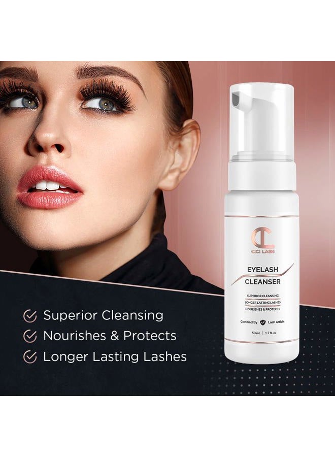 CICI Lash Shampoo Foaming Cleanser & Brush (50ml) Gentle Foam For Eyelash Extensions Paraben & Sulphate Free Eyelid Blepharitis & Makeup/Oil Remover For Home Care & Beauty Salon Supplies - Image 4