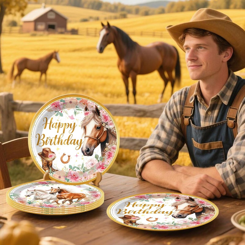 Xynic 211 Pcs Horse Party Decorations, Cowgirl Birthday Party Decorations Includes Plates, Banner, Cups, Napkins, Hanging Swirl, Tablecloth, Horse Birthday Decorations for Girls - Image 5
