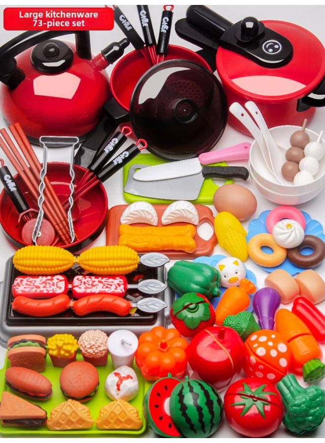 Children's Play House Simulation Kitchen Playing Baby Cutting Fruit Cooking Kitchenware Set Girls Cooking Boys Girls