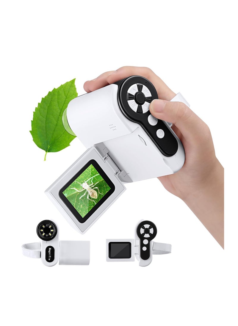 Generic - Barchrons Microscope for Kids, 1000X Handheld Kids Microscope with 6 Adjustable LED Lights, 2'' LCD Screen Mini Portable Microscope USB to PC for Kids 8-12, 32GB SD Card Including-White - Image 1