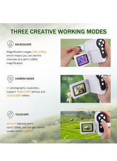 Generic Barchrons Microscope for Kids, 1000X Handheld Kids Microscope with 6 Adjustable LED Lights, 2'' LCD Screen Mini Portable Microscope USB to PC for Kids 8-12, 32GB SD Card Including-White  - Image 5