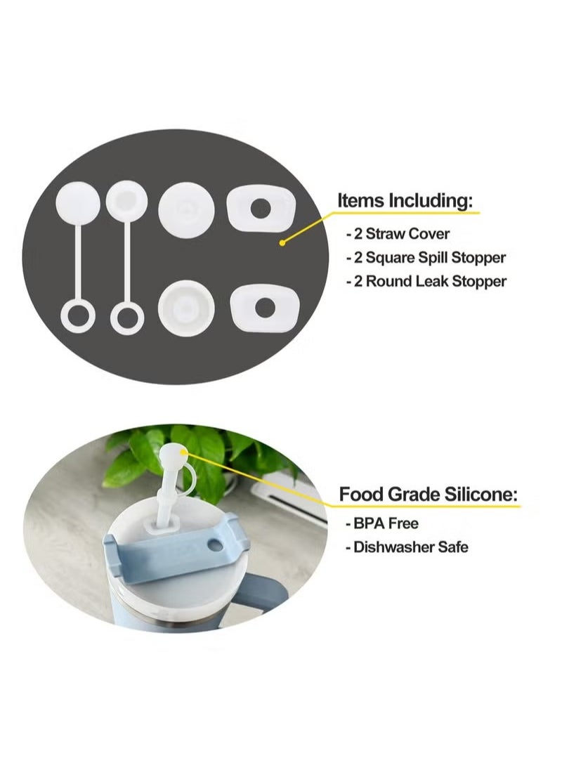 Generic - Silicone Spill Proof Stopper, Silicone Straw Lid, Compatible with Stanley Cup 1.0 40oz/ 30oz, Including 2 Straw Cover Cap, 2 Square Spill Stopper and 2 Round Leak Stopper, Set of 3 - Image 1