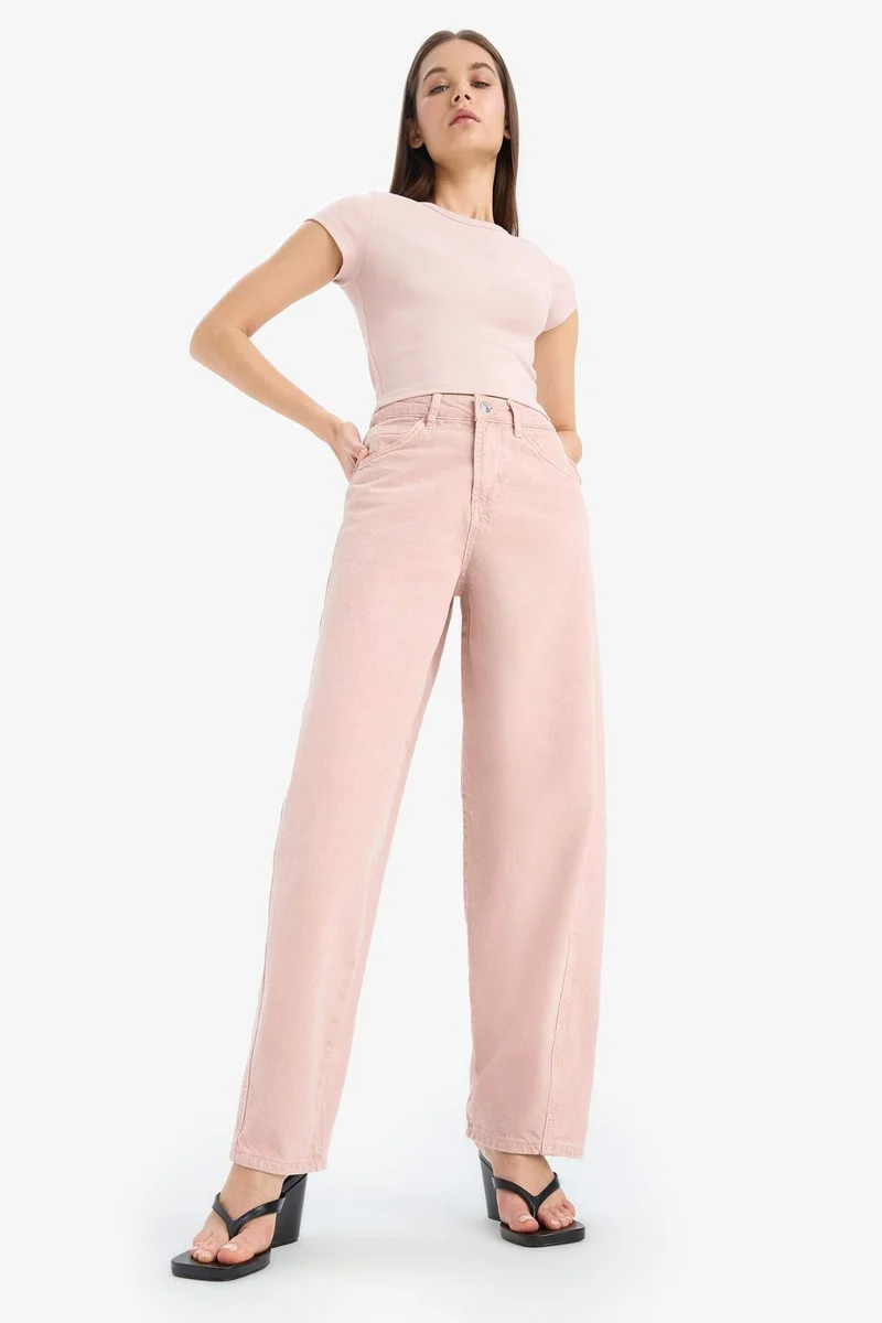DeFacto Baggy Fit Washed Normal Waist Gabardine Trousers