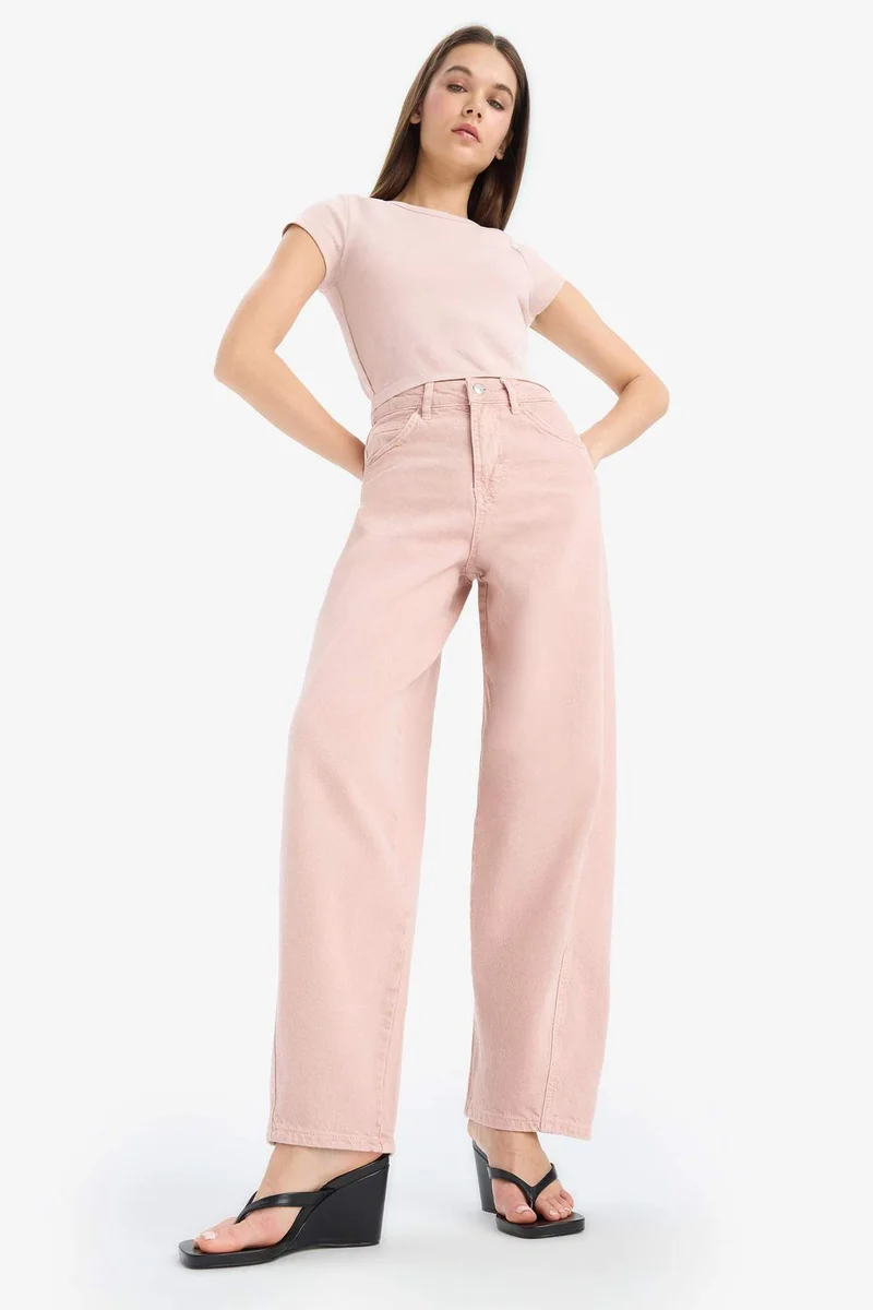 DeFacto Baggy Fit Washed Normal Waist Gabardine Trousers