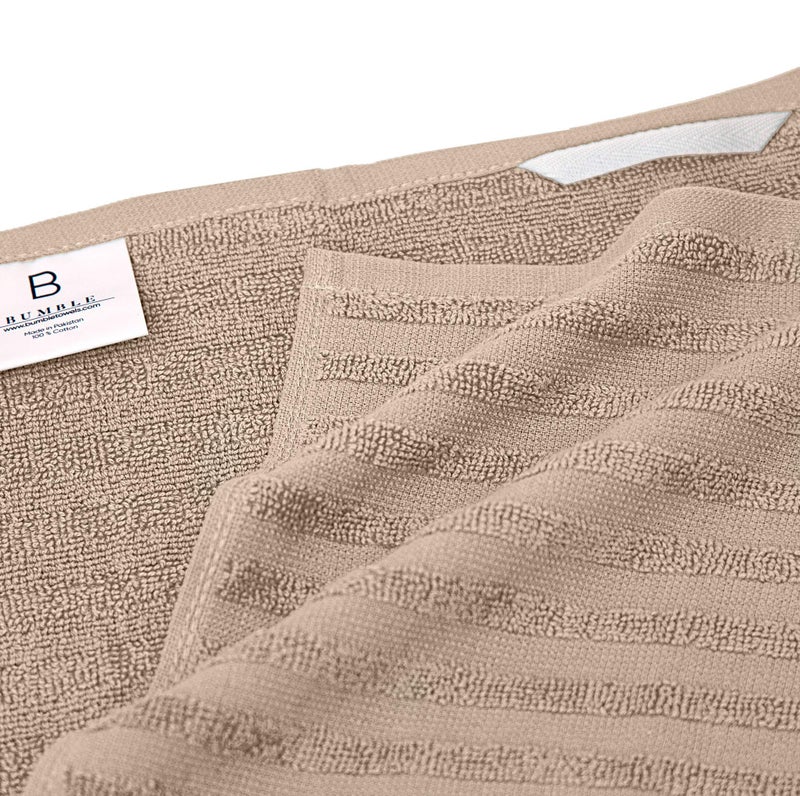 Bumble Towels Premium Kitchen Towels (20”x 28”, 6 Pack) | Large Cotton Dish Towels | Flat & Terry Highly Absorbent Kitchen Linen Set with Hanging Loop | Tan - Image 4