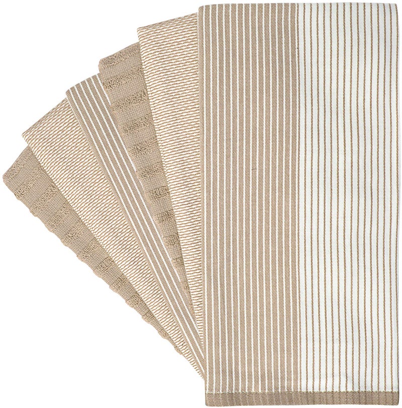 Bumble Towels Premium Kitchen Towels (20”x 28”, 6 Pack) | Large Cotton Dish Towels | Flat & Terry Highly Absorbent Kitchen Linen Set with Hanging Loop | Tan - Image 3