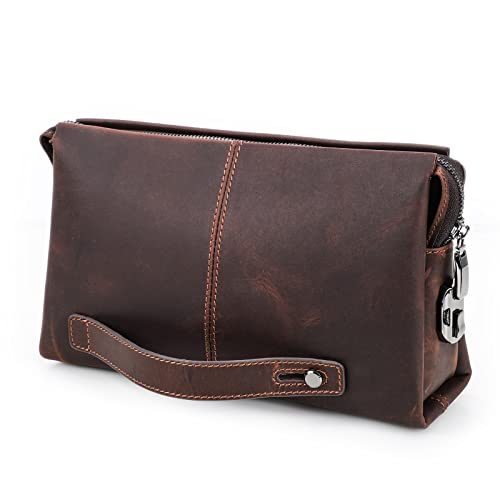 CONTACTS Leather Men Clutch Purse Bag, Mens Business Code Lock Wallet Anti Theft Clutch Purse Phone Holder Handbag Travel Bag - Image 1