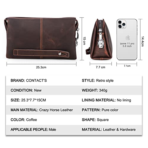 CONTACTS Leather Men Clutch Purse Bag, Mens Business Code Lock Wallet Anti Theft Clutch Purse Phone Holder Handbag Travel Bag - Image 2