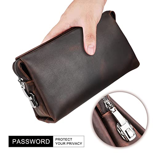 CONTACTS Leather Men Clutch Purse Bag, Mens Business Code Lock Wallet Anti Theft Clutch Purse Phone Holder Handbag Travel Bag - Image 4