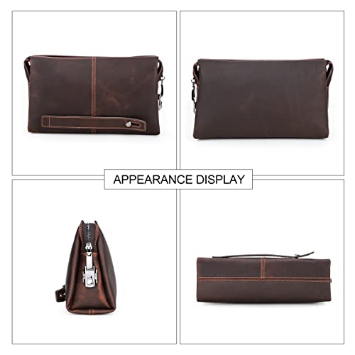 CONTACTS Leather Men Clutch Purse Bag, Mens Business Code Lock Wallet Anti Theft Clutch Purse Phone Holder Handbag Travel Bag - Image 3