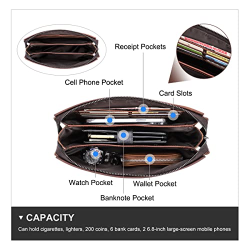 CONTACTS Leather Men Clutch Purse Bag, Mens Business Code Lock Wallet Anti Theft Clutch Purse Phone Holder Handbag Travel Bag - Image 5