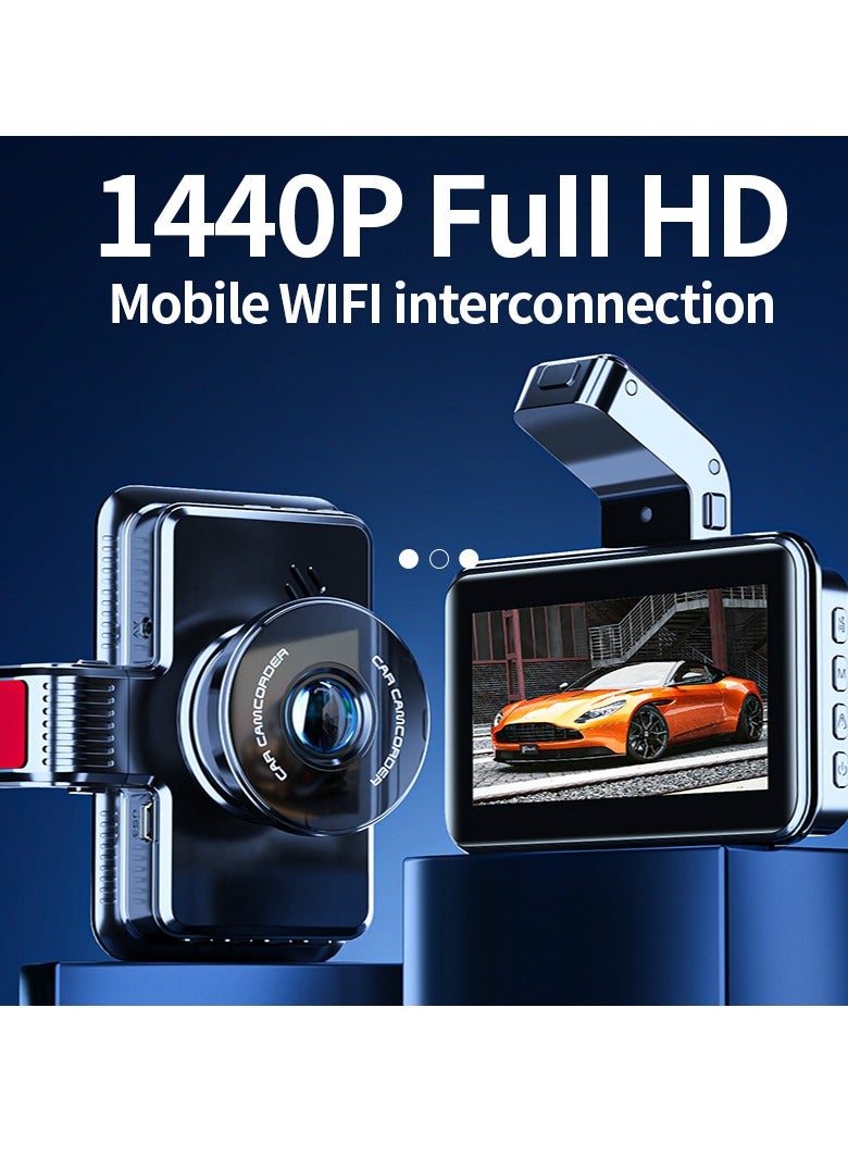 AROAQ Car Dash Cam, 1440p Dash Camera Dual Lens, Multifunctional Car Camera With DVR Recorder G-sensor Loop Recording, Durable Dashboard Camera With Parking Monitor, ( 64GB Dual cameras) - Image 4