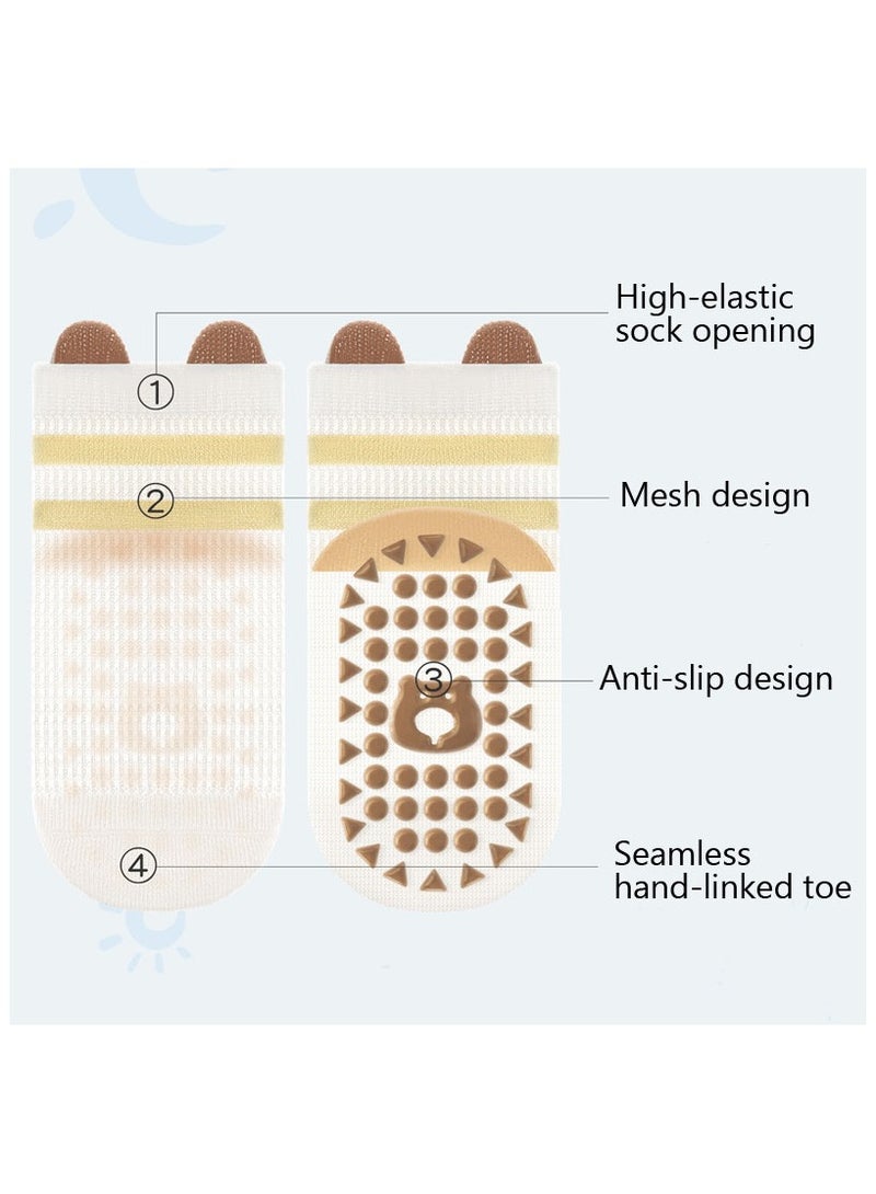 5 Pairs Of Cotton Non-Slip Striped Thin Mesh Baby Socks for Kids Multicolor - Image 5