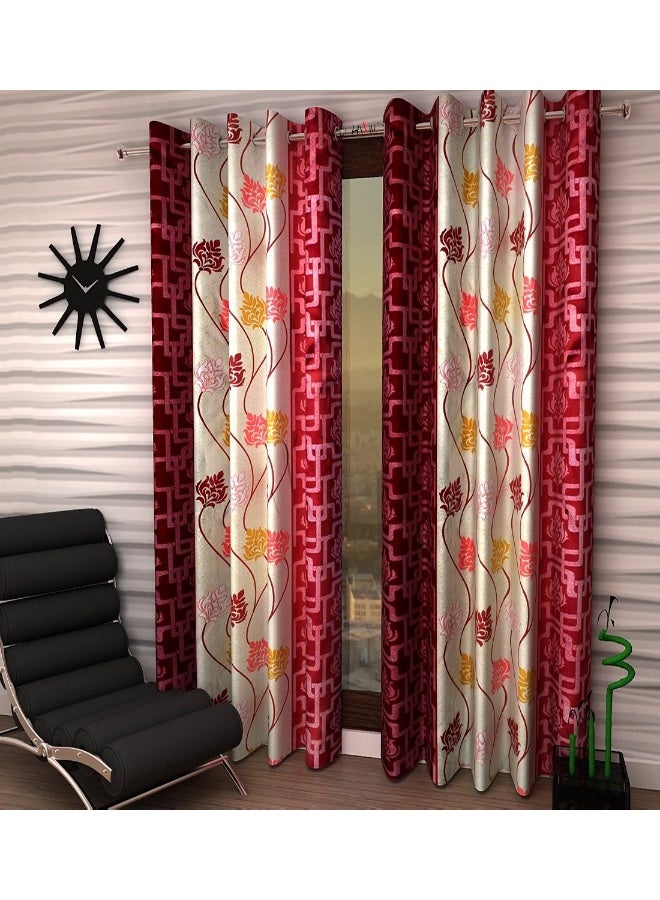 Milan Art Deco Trop Colour Polysilk Curtain Set of 2pc Window 4ft x 5ft Maroon - Image 2