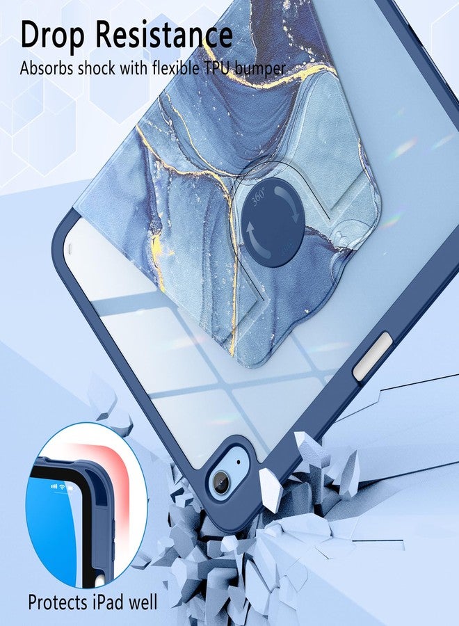 Soke Rotating Case for iPad (A16) 11th Generation 2025, iPad 10th Gen 2022 with Pencil Holder, [Shockproof + Auto Sleep/Wake] 360 Degree Rotation Clear Back for iPad 11"/10.9", Ocean Marble - Image 5